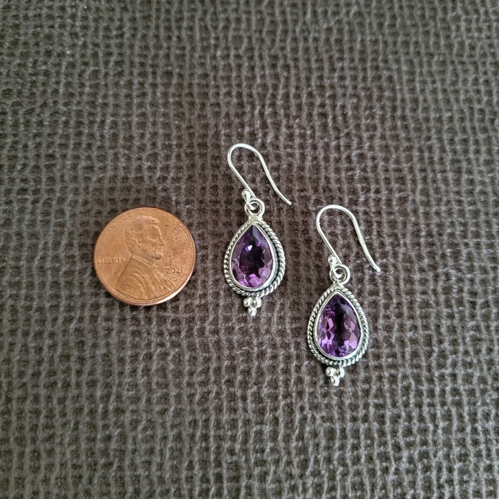 Shivam Amethyst💜 Teardrop💧Earrings - Picture 4 of 14